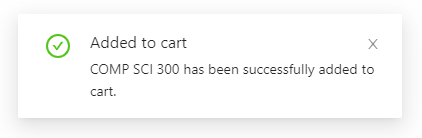 screenshot of notification on success added to cart